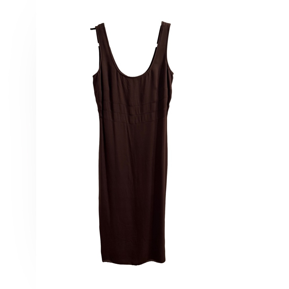 Ann Taylor 100% Silk Brown Sleeveless Maxi Dress - Picture 2 of 4
